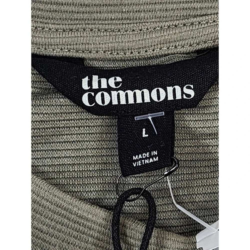 The Commons Sweater Women Large Olive Green Ottoman Texture Crewneck Ribbed NWT